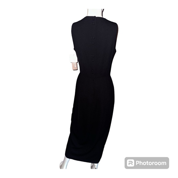 NWT Jones New York Vintage Black Sleeveless Dress W/ Buttons Down Back, SZ 6 (H) - Picture 2 of 10